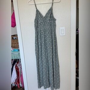 Mossimo Supply Co Blue& Tan Maxi Dress with Smocked Ruched Design